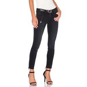 MOTHER Looker Ankle Fray Women's Black Jeans Blackbird Wash - 25